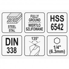 Burghiu metal 3.5 mm prindere hexagonala Yato 1/4..
